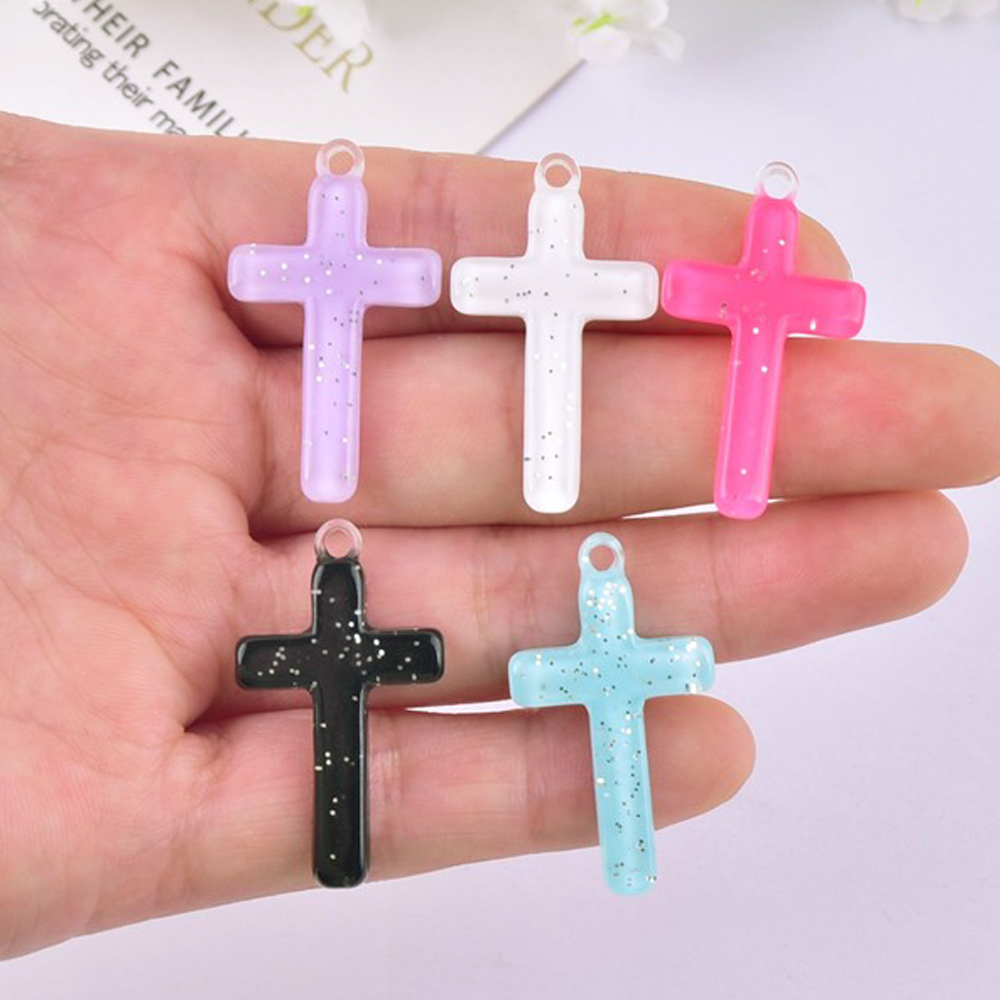 Body Jewelry Y2K - 6 pcs liontin resin bentuk salib