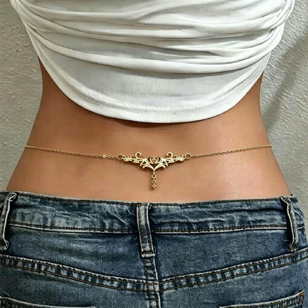 Body Jewelry Y2K - Rantai Pinggang Wanita Seksi Gothic Heart,