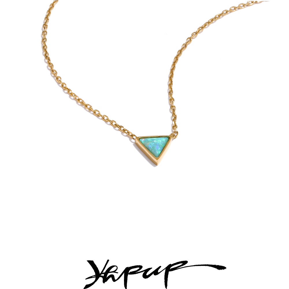 Body Jewelry Australia - Yhpup kalung liontin segitiga batu Opal