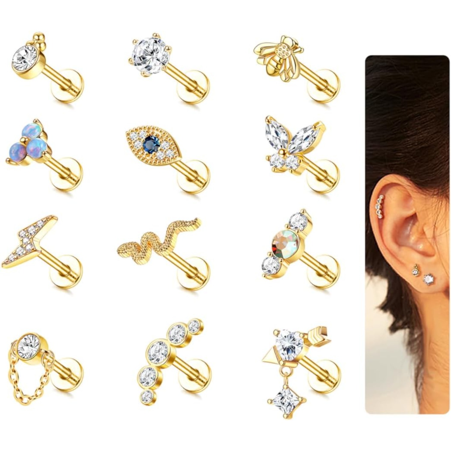 Body Jewelry Surgical Steel - Anting-anting tulang rawan Bobisty 1 buah