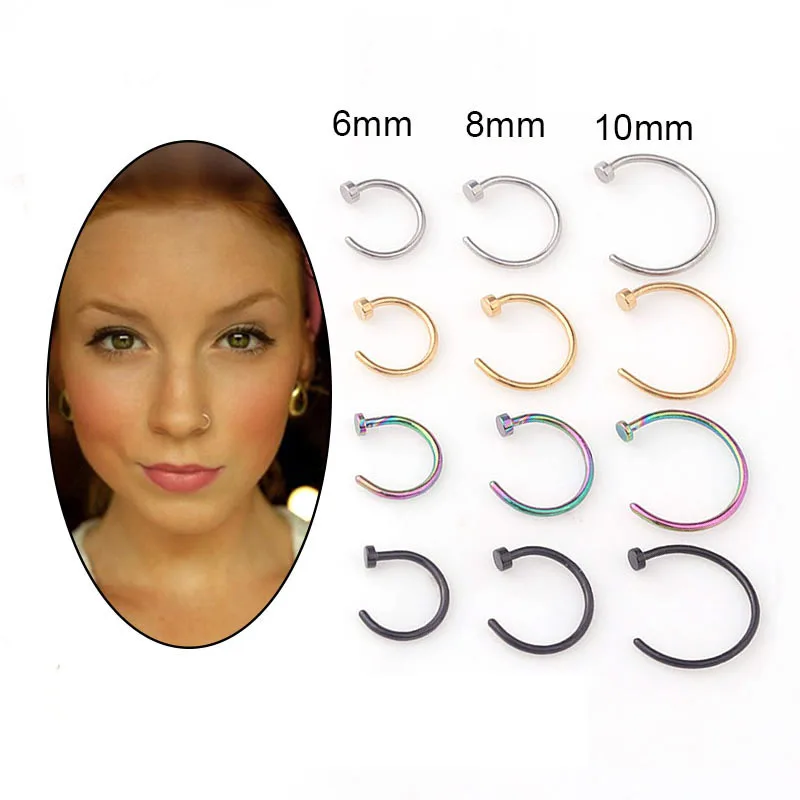 Body Jewelry Surgical Steel - 5pcs/lot 20G Cincin Hidung, 6mm/8mm/10mm Perhiasan
