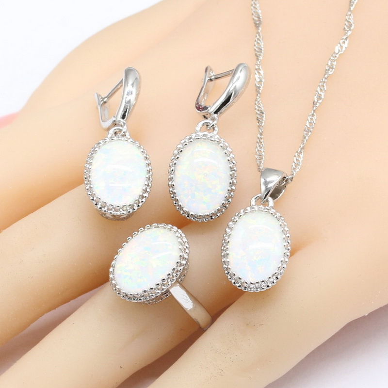 Body Jewelry Australia - Australia batu Opal putih set perhiasan