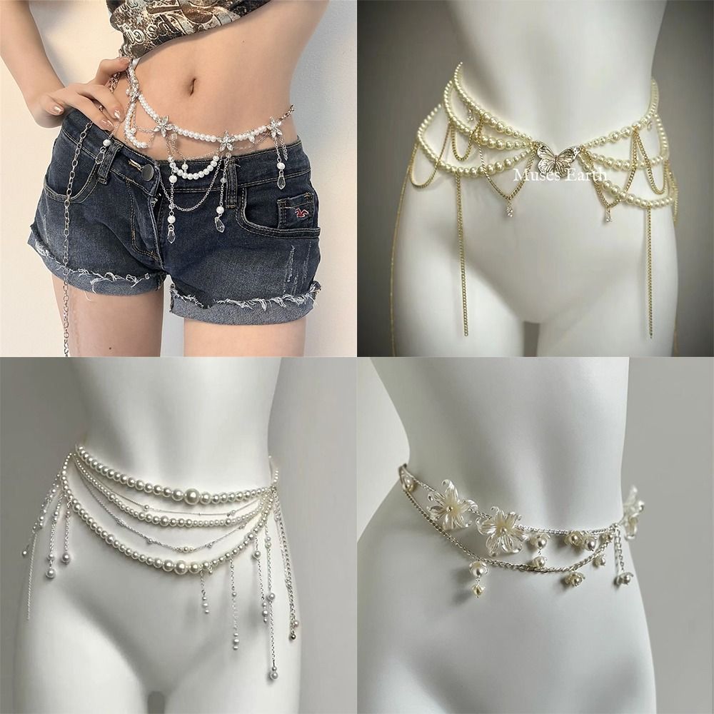 Body Jewelry Women - Rantai Pinggang Mutiara Elegan Aksesoris Pinggang