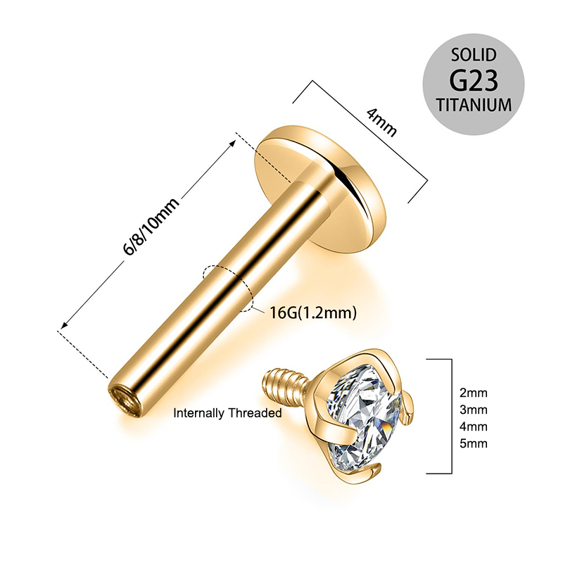 Anting-anting stud titanium 16 - Body Jewelry Labret ulasan dan harga
