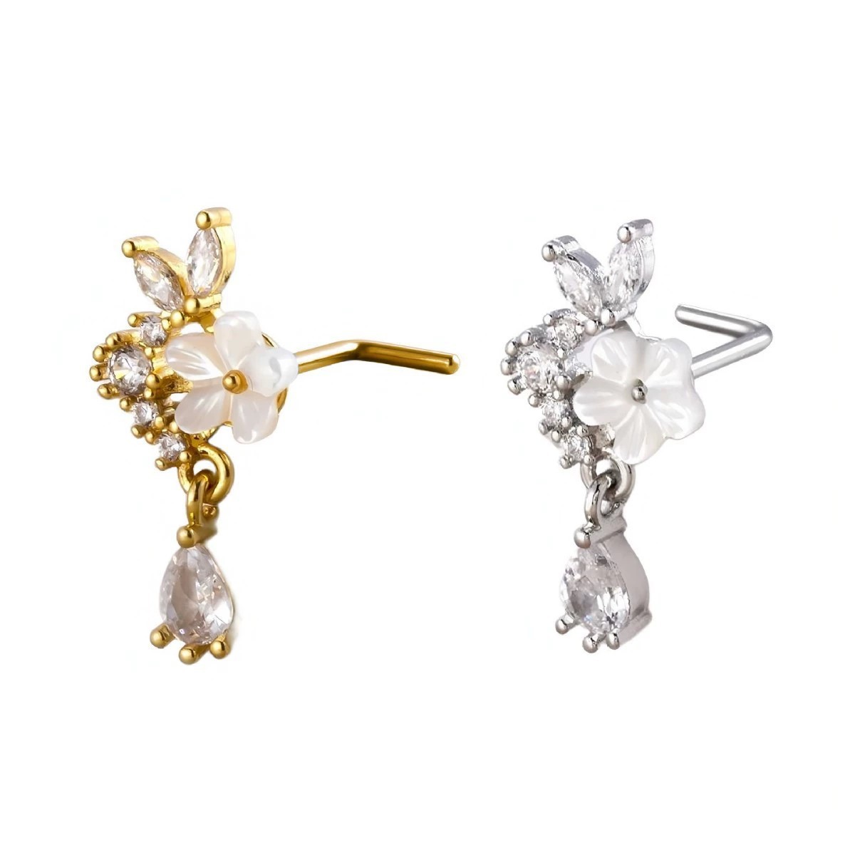 Cincin Hidung Bunga Emas denga - Body Jewelry Surgical Steel ulasan dan harga
