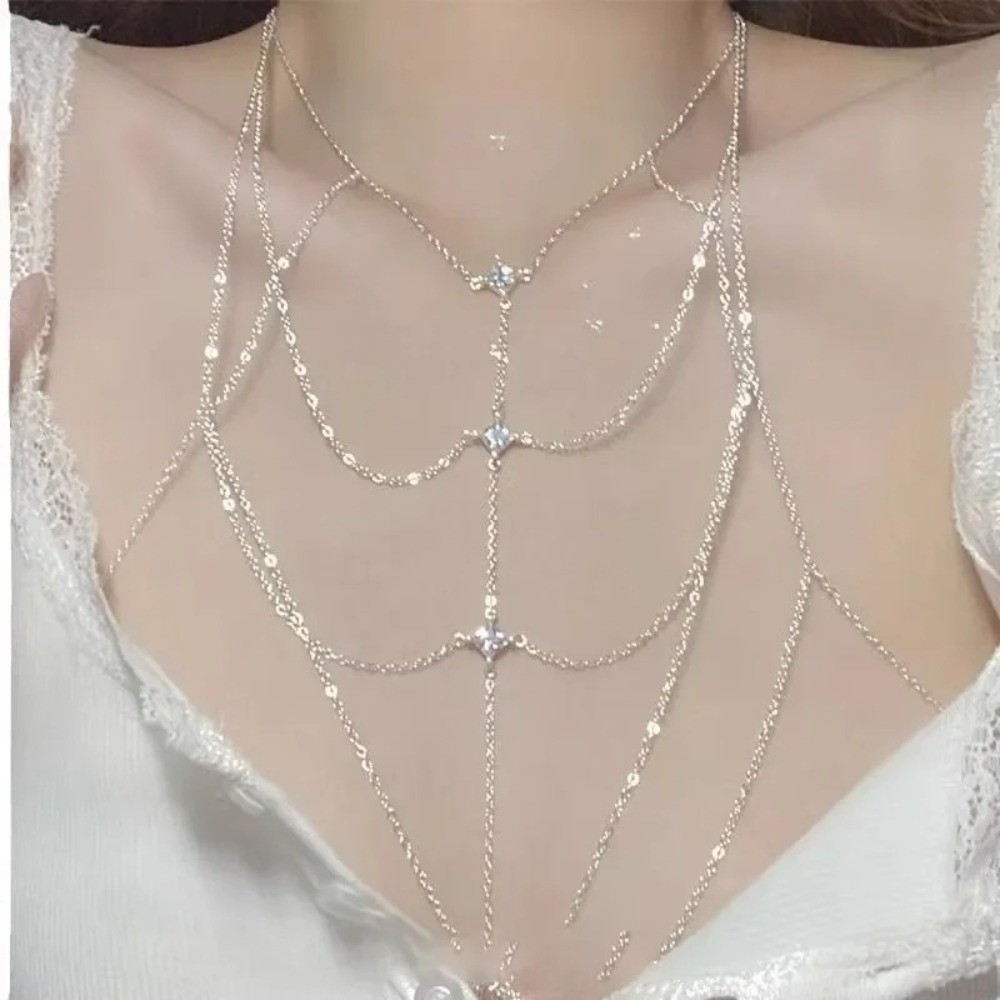 Rantai Dada Bertabur Rhineston - Body Jewelry Unique ulasan dan harga
