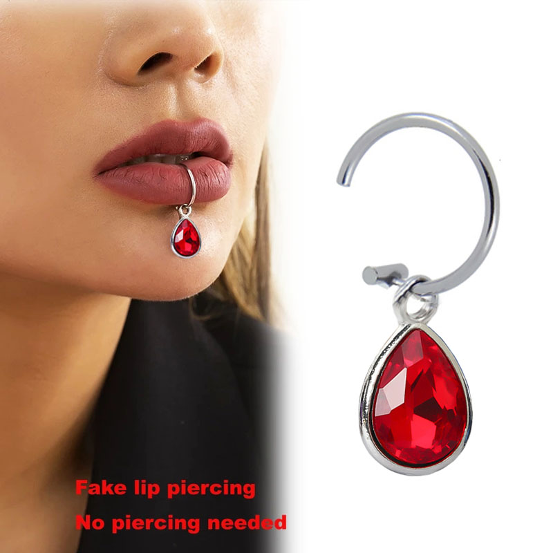 1 Buah Tindik Palsu Klip Bibir - Body Jewelry Labret ulasan dan harga