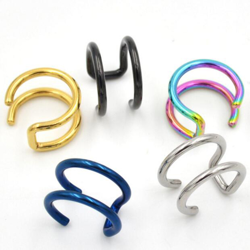 2Pcs Anting Jepit Telinga Baja - Body Jewelry Labret ulasan dan harga