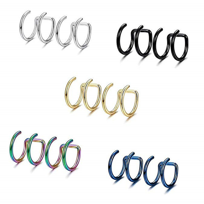 2Pcs Anting Jepit Telinga Baja - Body Jewelry Labret ulasan dan harga