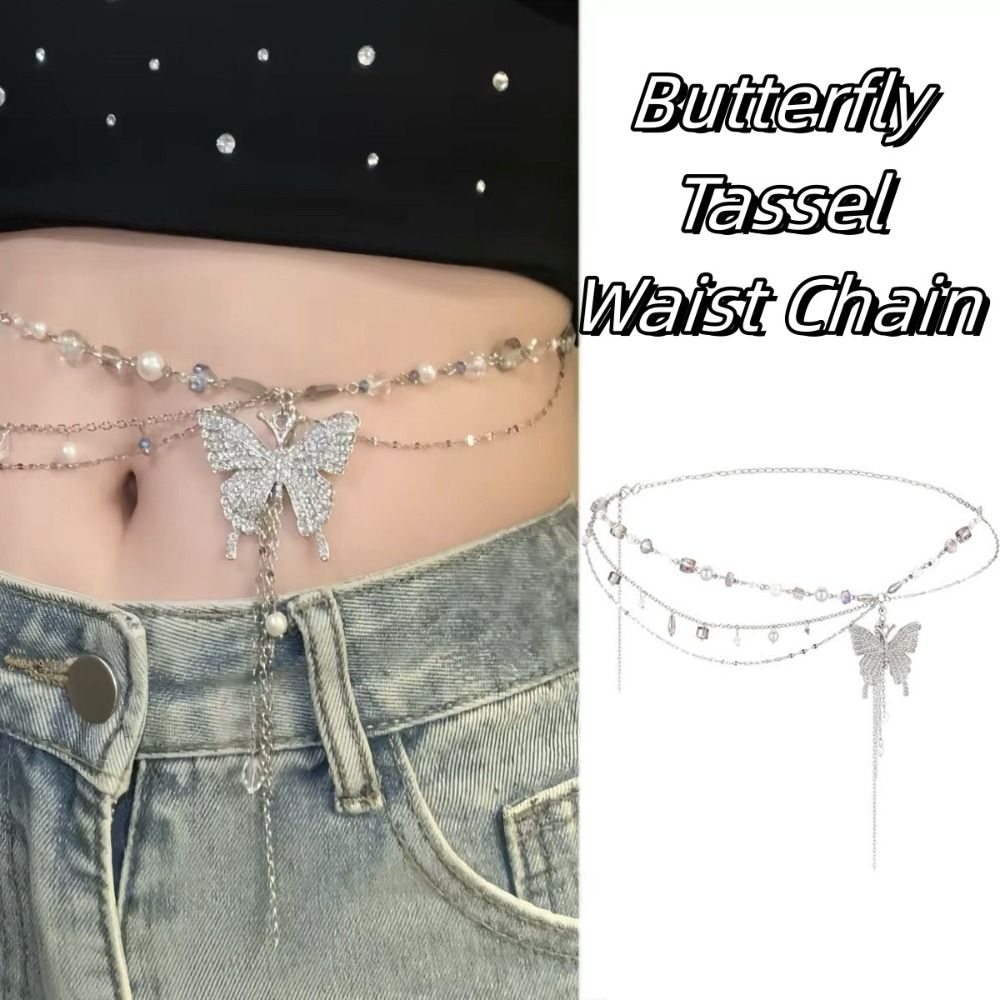 Rantai Pinggang Kupu-kupu Y2K  - Body Jewelry Y2K ulasan dan harga