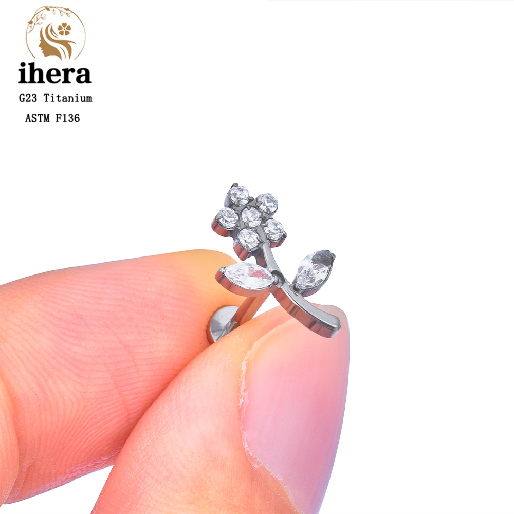 Anting-anting tusuk motif daun - Body Jewelry Labret ulasan dan harga