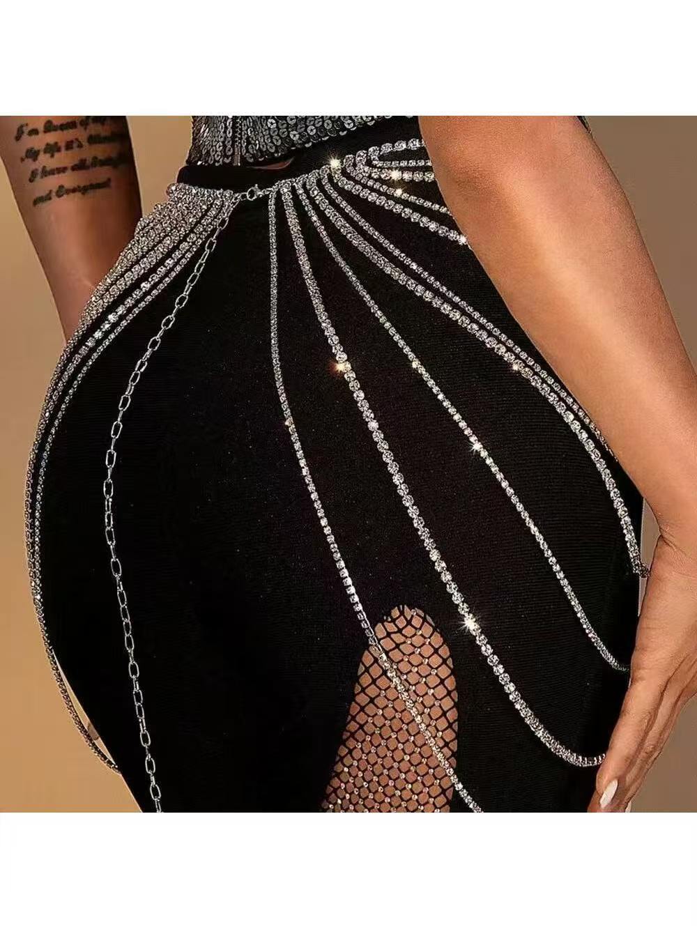 Gaun malam mewah rantai seteng - Body Jewelry Europe ulasan dan harga