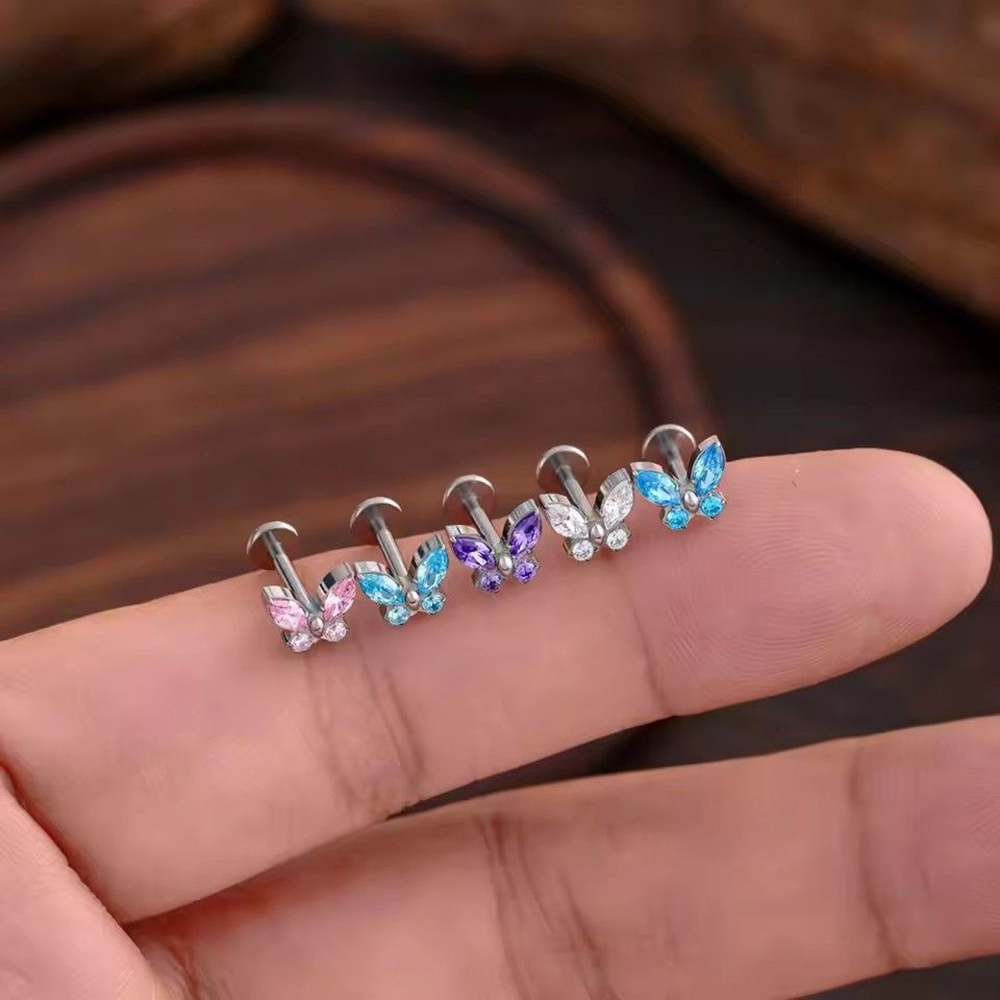 1PC G23 Titanium Butterfly Lab - Body Jewelry Labret ulasan dan harga