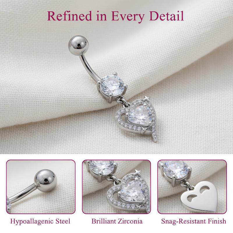 1 Buah Cincin Pusar Gantung ya - Body Jewelry Surgical Steel ulasan dan harga